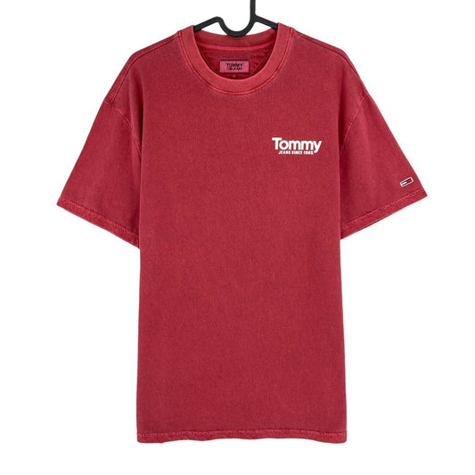 TOMMY HILFIGER Dunkelrotes T-Shirt mit Rundhalsausschnitt, Größe M