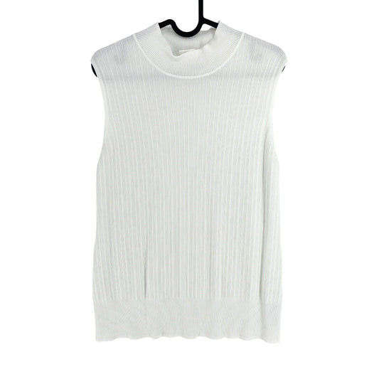 s.Oliver Women White Mock Neck Sleeveless T Shirt Size EU 48 UK 22 US 18