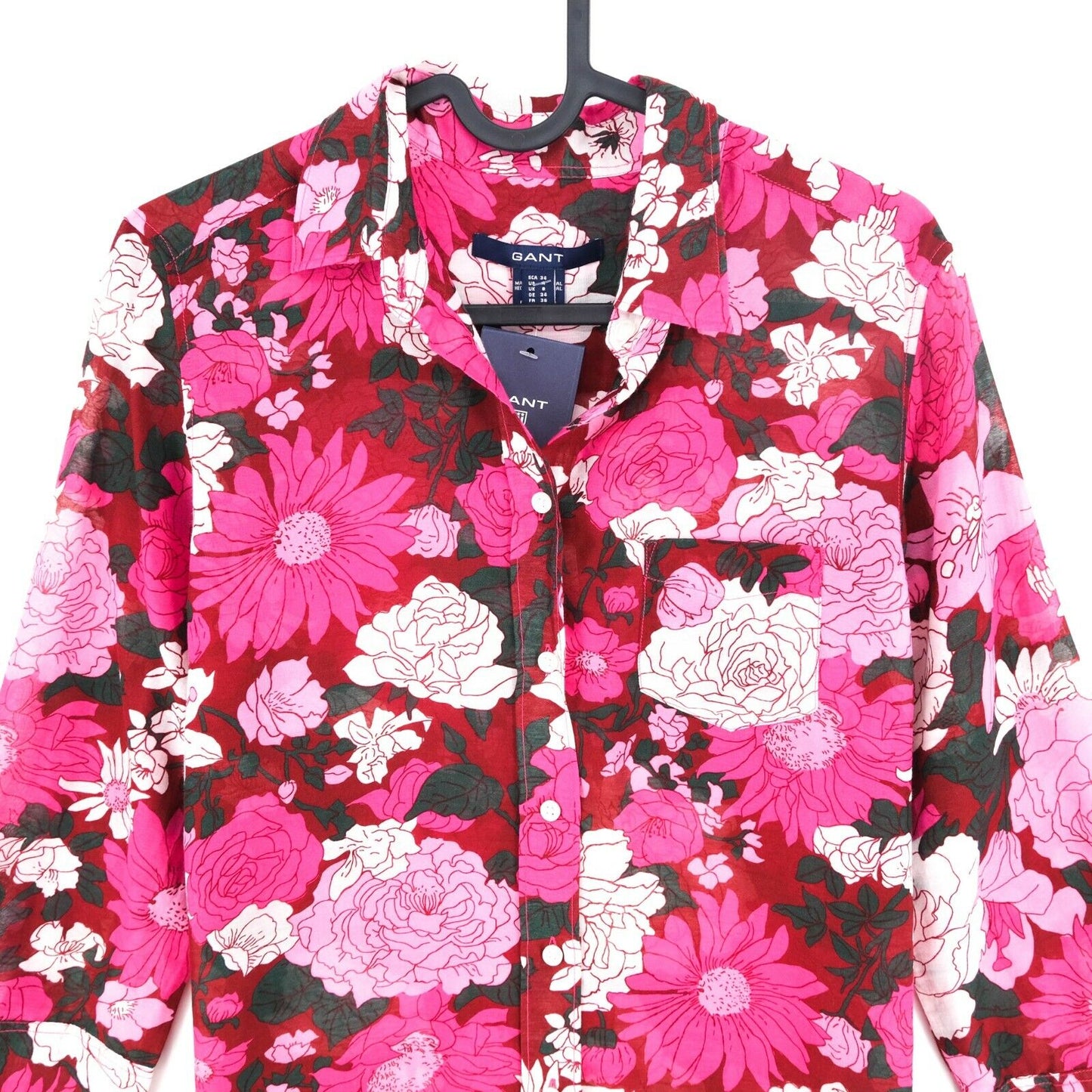 GANT Pink Floral Cotton Silk Blend Shirt Size EU 34 UK 8 US 4