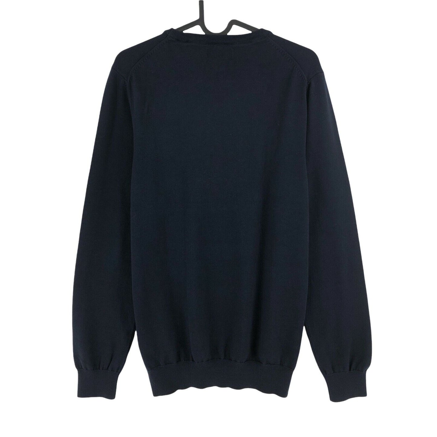 RRP €99 GANT Navy Blue Crew Neck Stretch Cotton Contrast Jumper Size M L