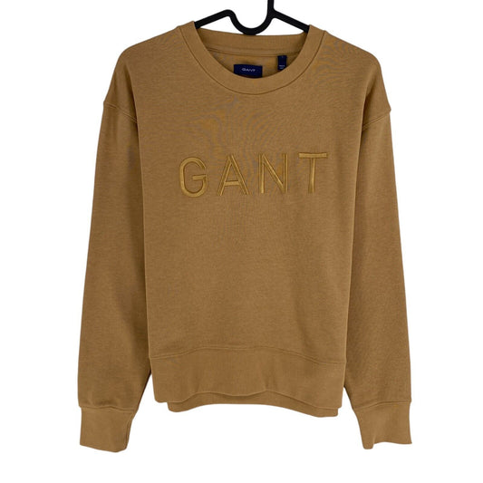 GANT Women Brown Tonal Logo Crew Neck Sweater Jumper Size S