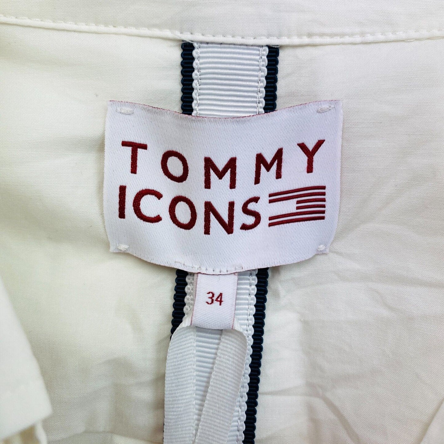 TOMMY HILFIGER ICONS White Cotton Archive Shirt Size EU 34 UK 6 US 2