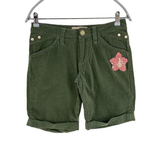 INDIAN ROSE Grüne Bermudashorts, 100 % Baumwolle, Größe 26 W28