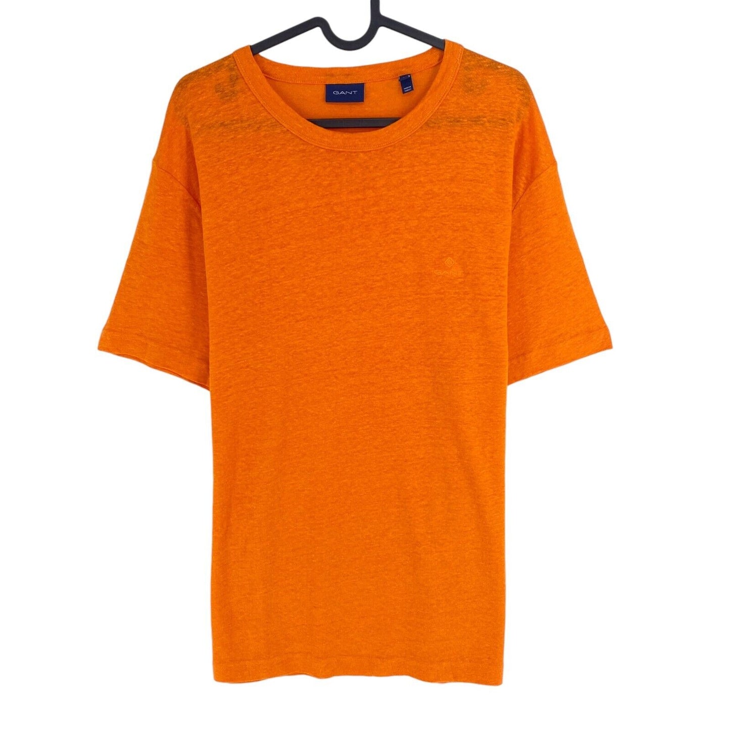 GANT Men Orange Linen Crew Neck Short Sleeve T Shirt Size L