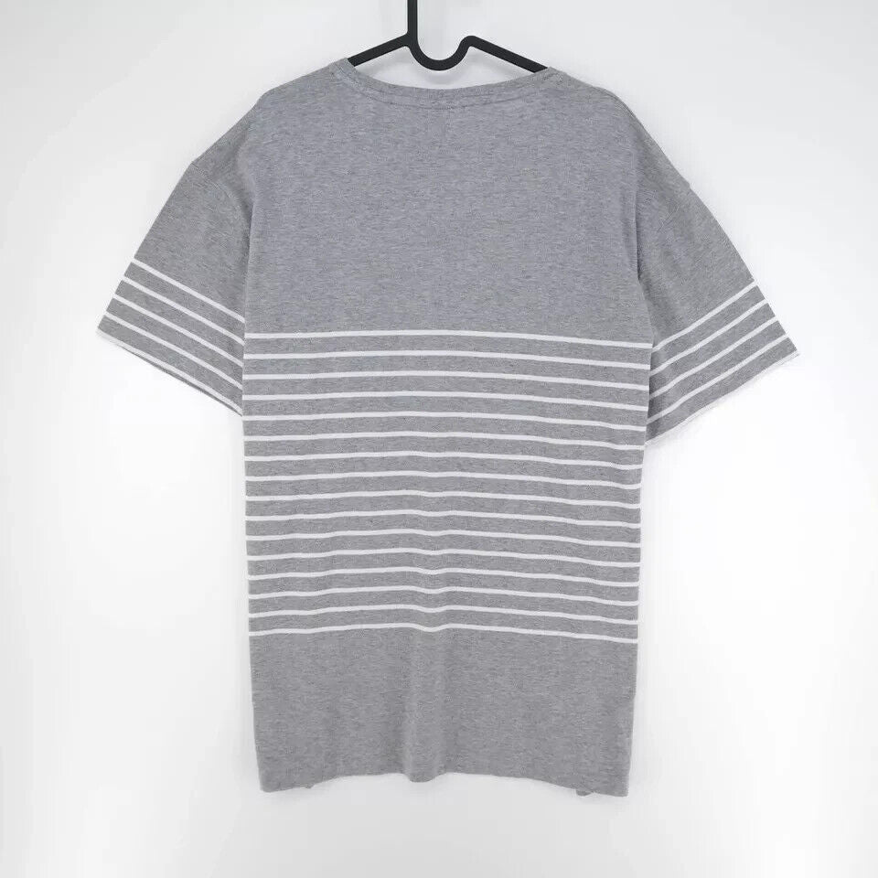 GANT Mens Dark Grey Striped Crew Neck Pocket T Shirt Size XL