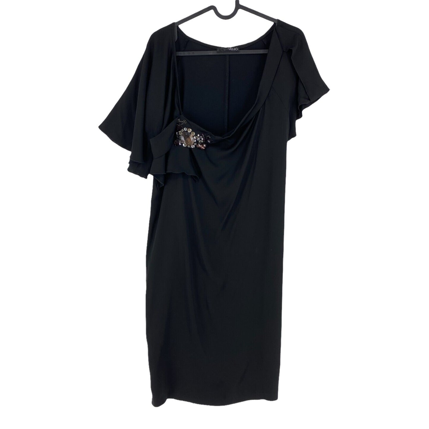 LIU JO Black Scoop Neck Beaded Shift Dress Size 48 EU 44 UK 16 US 14