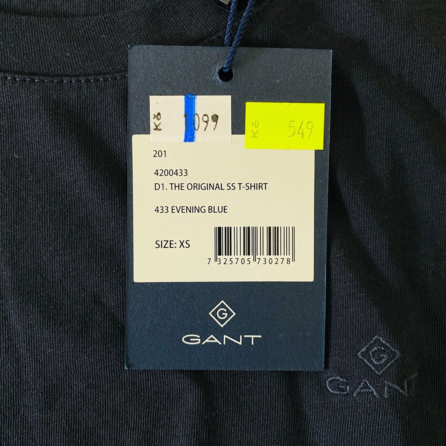 GANT Women Navy Blue Original Crew Neck T Shirt Size XS