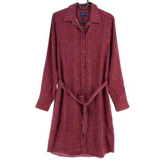 GANT Red Geometrical Print Belted Shirt Dress Size EU 34 UK 8 US 4