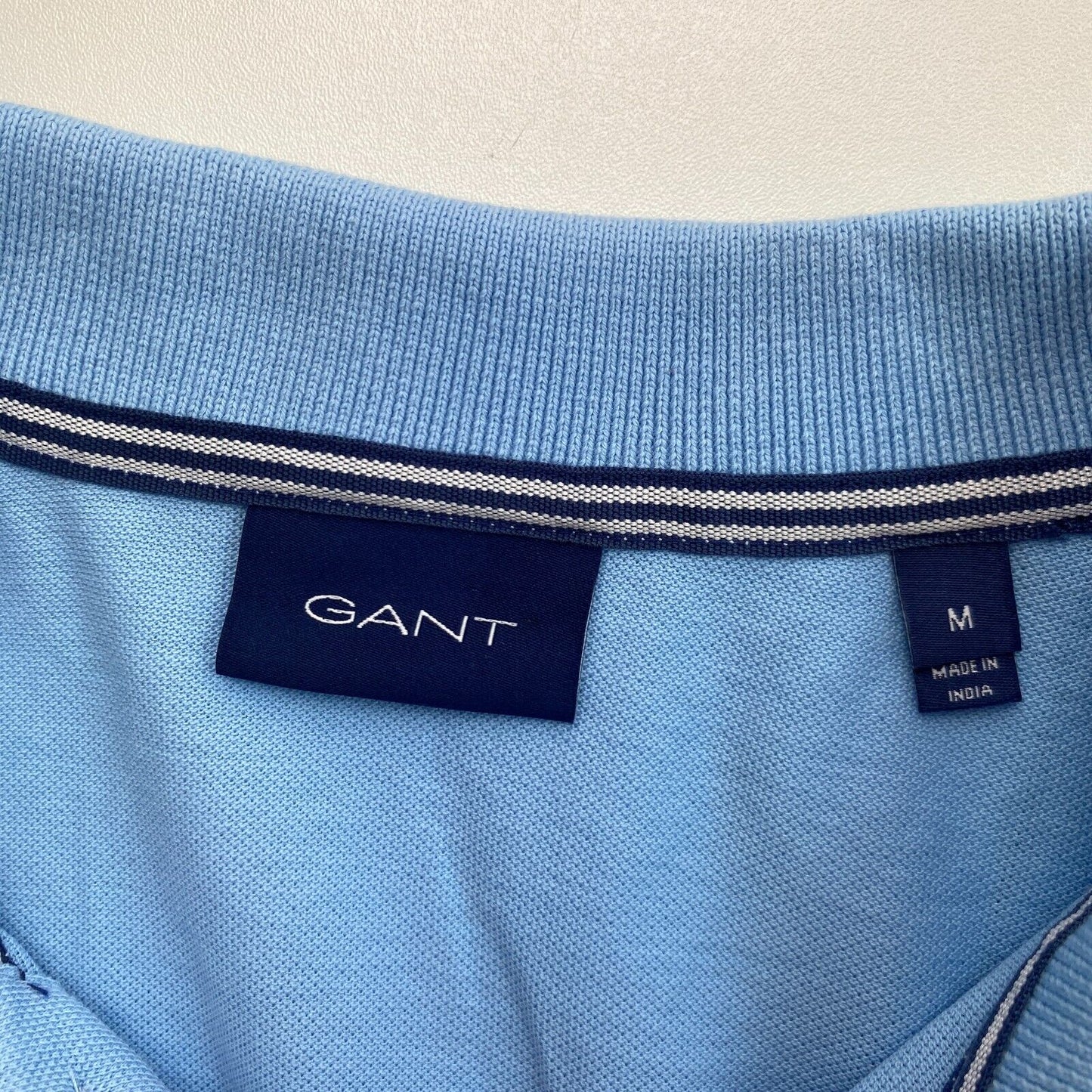 GANT Light Blue Solid SS Pique Rugger Polo Shirt Size M