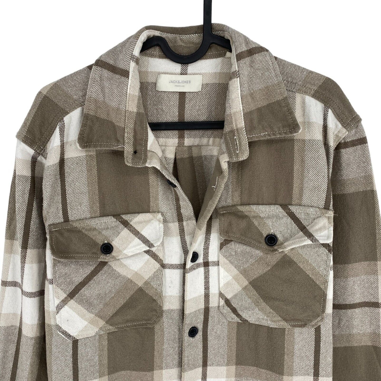 JACK&JONES Men Beige Roy Check Overshirt Size XL