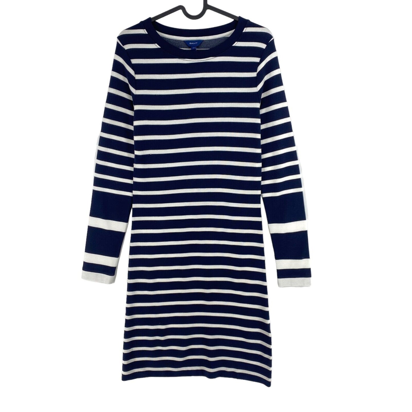 GANT Navy Blue Bar Striped Jersey Crew Neck Dress Size XS