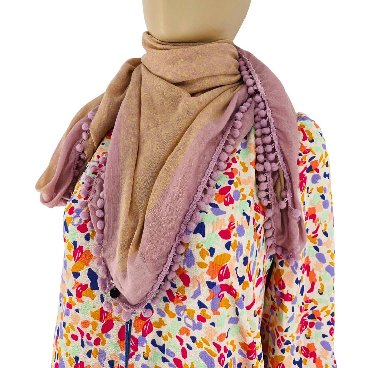 PEPE JEANS Women Pink Brown Square Scarf Shawl