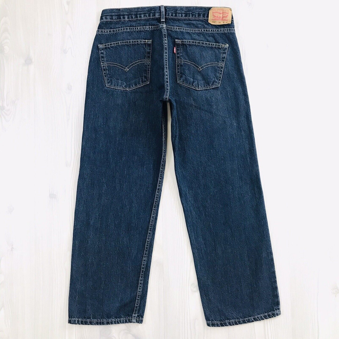 Vintage Levi's 550 Boys Dark Blue Relaxed Straight Fit Jeans 12 H / W32 L27