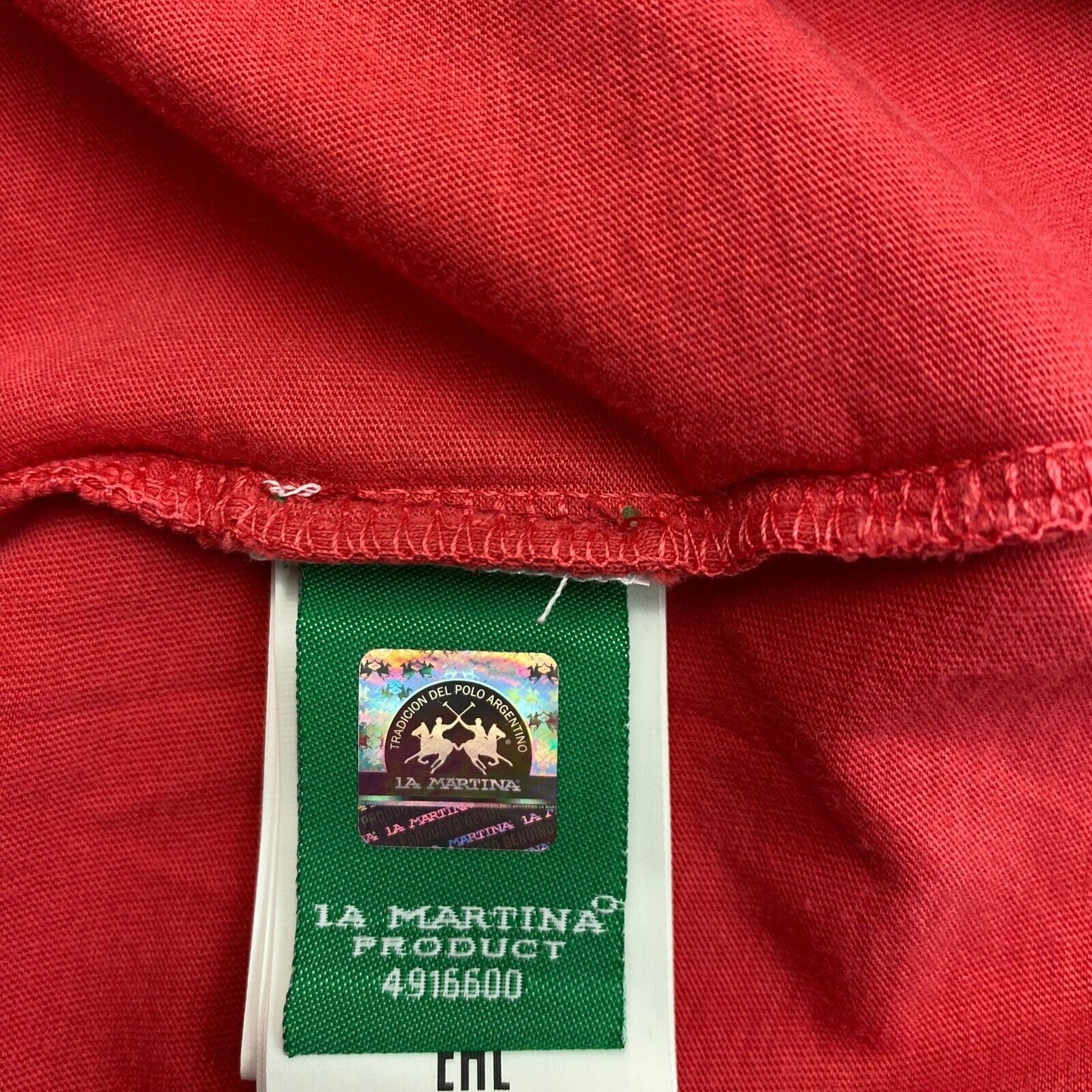 LA MARTINA Red Organic Jersey Crew Neck T Shirt Size 2XL XXL