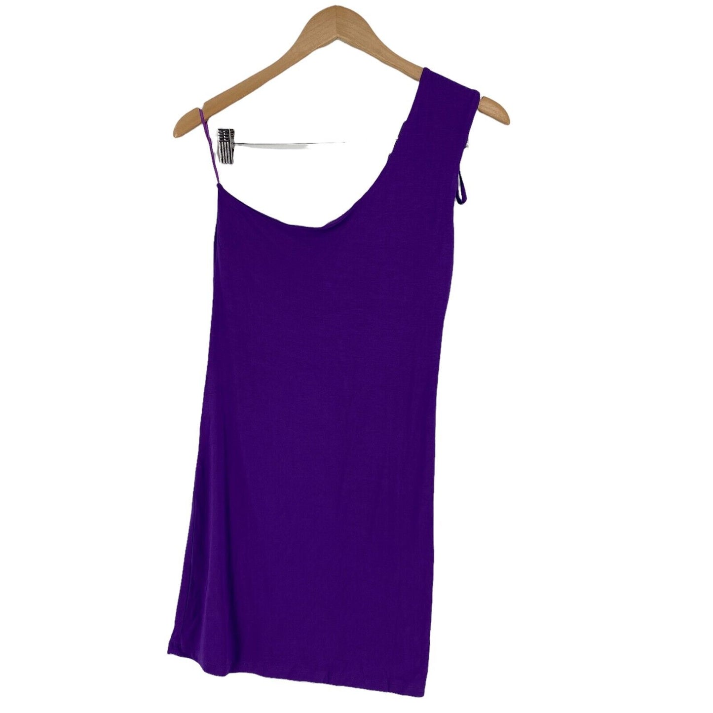 VUE SUR MER Purple Sleeveless One Shoulder Jersey Shift Dress Size 1 / S