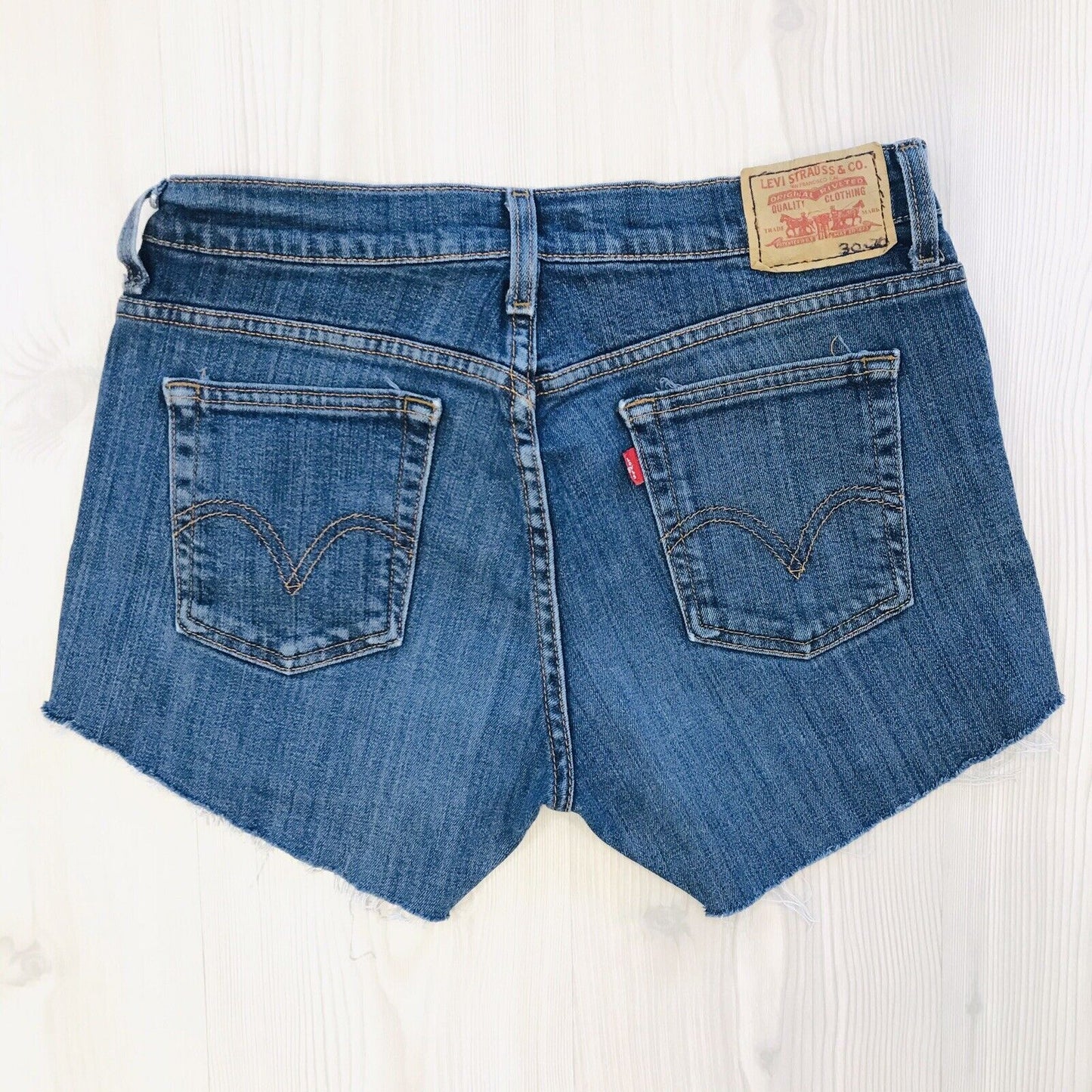 Levi's 515 Women’s Custom Made Blue Stretch Straight Fit Cut-Off Shorts W30