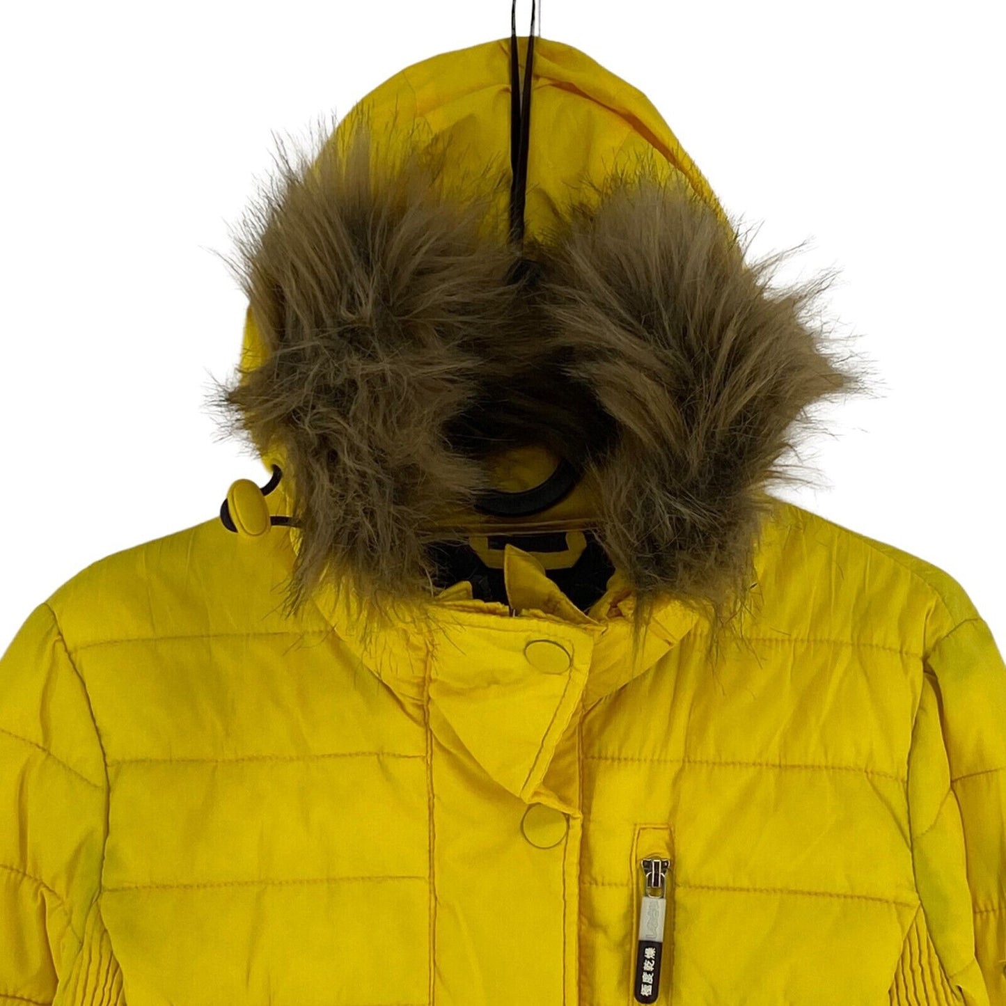 SUPERDRY THE ORIGINAL FUJI Yellow Hooded Padded Jacket Size EU 36 UK 8 US 4