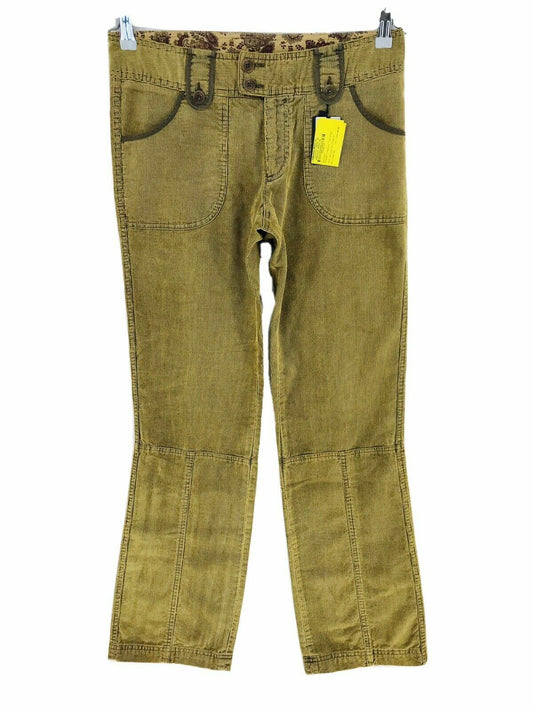 €155 GANT Women Green Regular Straight Fit Corduroy Trousers 36 W29 / 38 W30