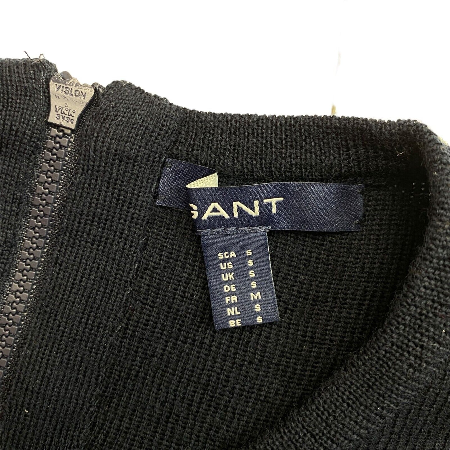 GANT Navy Blue Striped 100% Wool Sleeveless Crew Neck Dress Size S