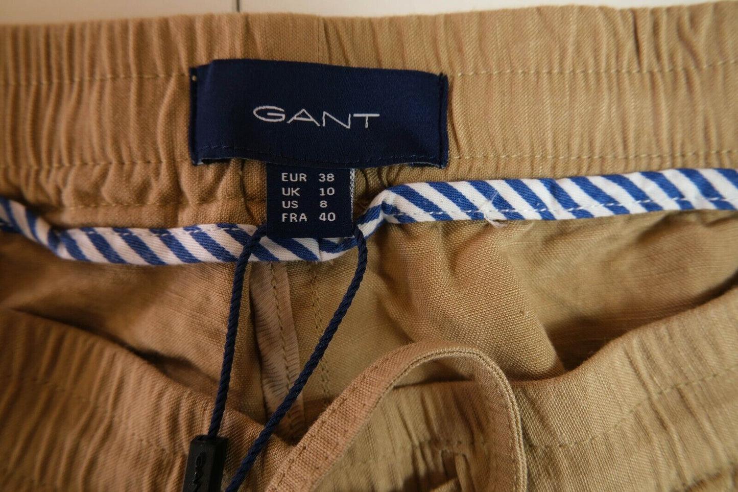 GANT Brown Summer Linen Pull On Pants Trousers Size EUR 38 UK 10 US 8