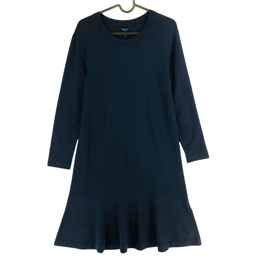 GANT Navy Blue Flounce Detail Crew Neck Dress Size S