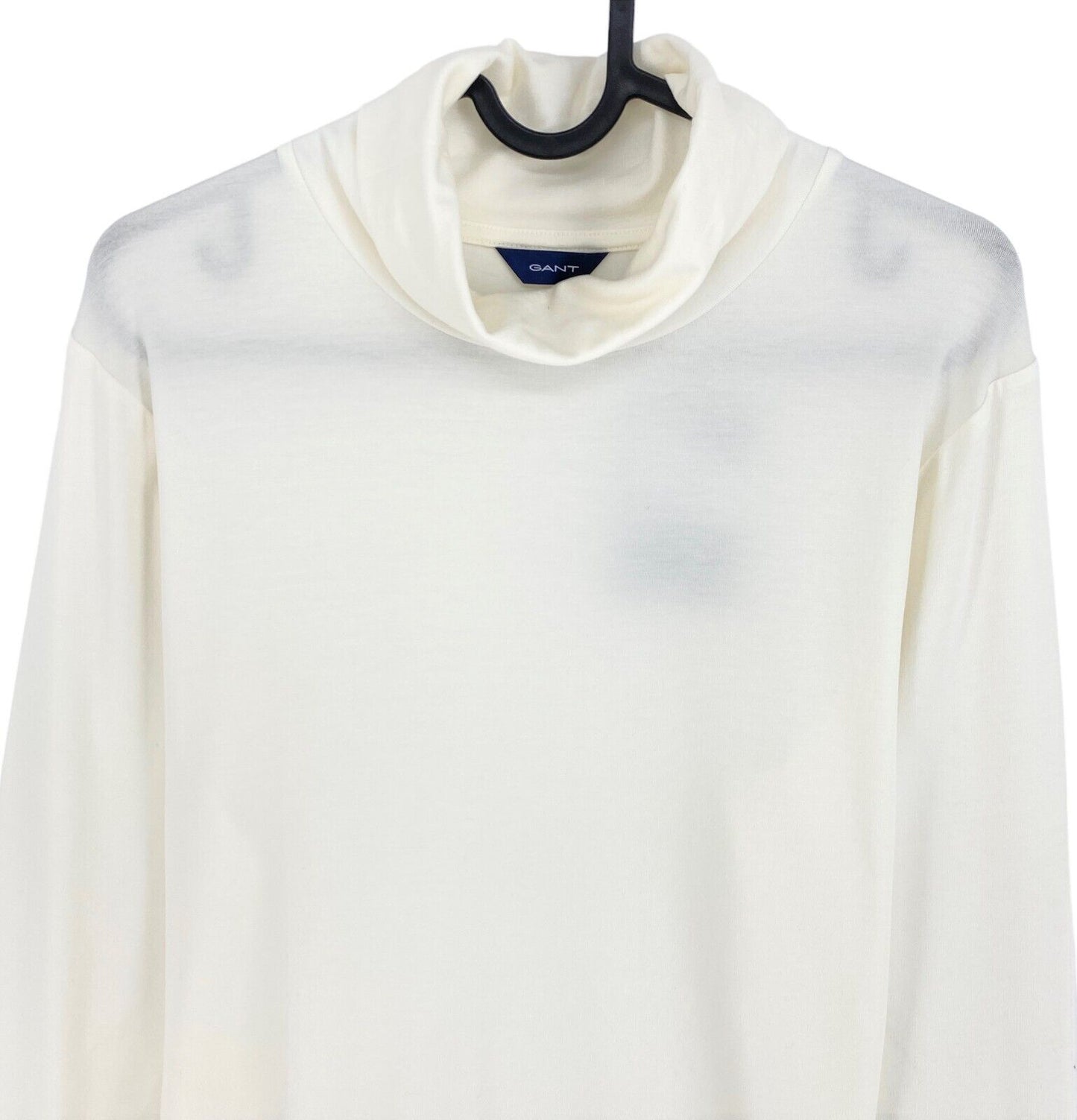 GANT Blanc Jersey Manches Longues Col Roulé T Petit Haut Taille XS