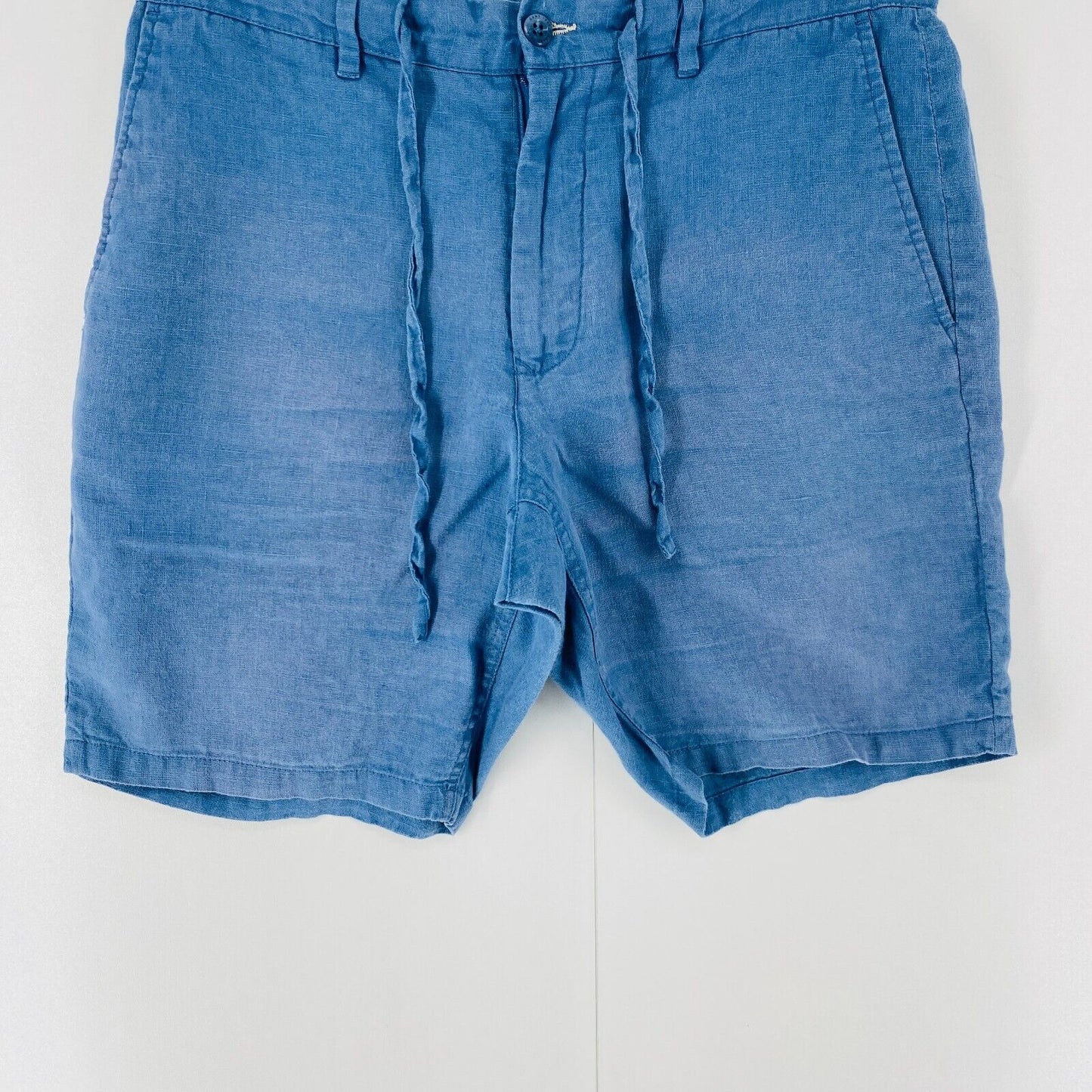 GANT Blue Relaxed Fit Sun Faded Linen Shorts Size M