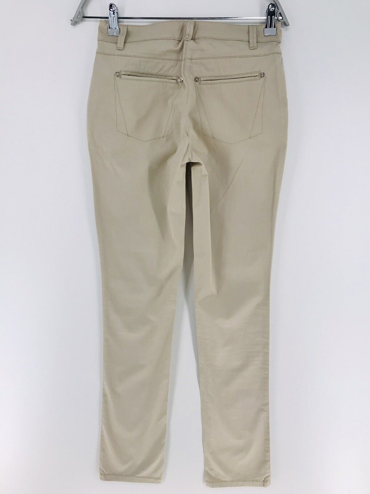 CONTE OF FLORENCE Women Beige Stretch Regular Straight Fit Chino Trousers 40