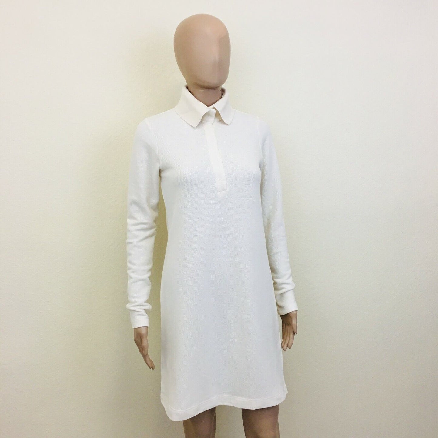 ZARA White Long Sleeve Polo Neck Dress Size S