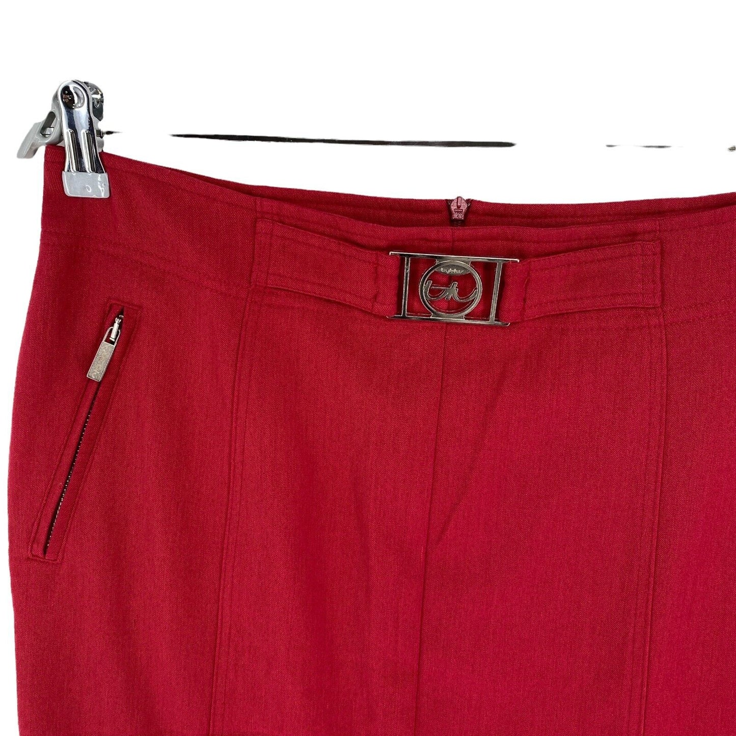 UVP €193 Blu Byblos Damen Rot Regular Fit Rock Größe EU 38 UK 10 US 8