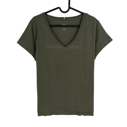 CAMEL ACTIVE Women Green V Neck Short Sleeves T Shirt Size L