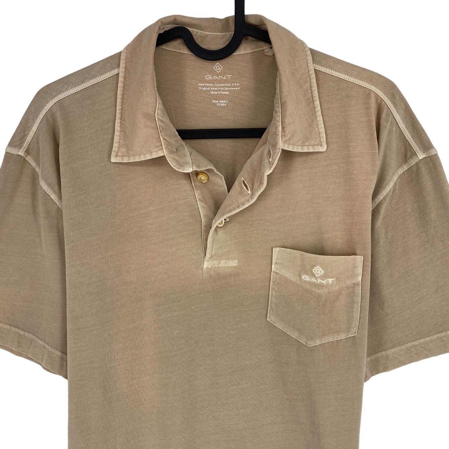 GANT Men Brown Solid Sun Faded Jersey Rugger Short Sleeve Polo Shirt Size S