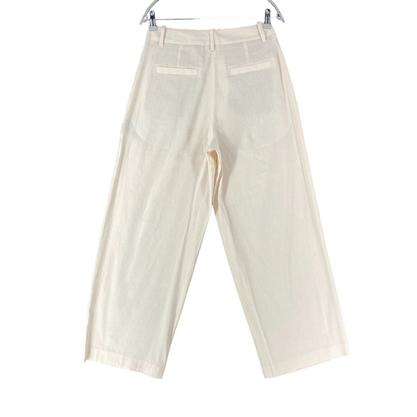 GANT Pantalon en lin mélangé beige clair à jambe large pour femme EUR 38 UK 10 US 8 W28