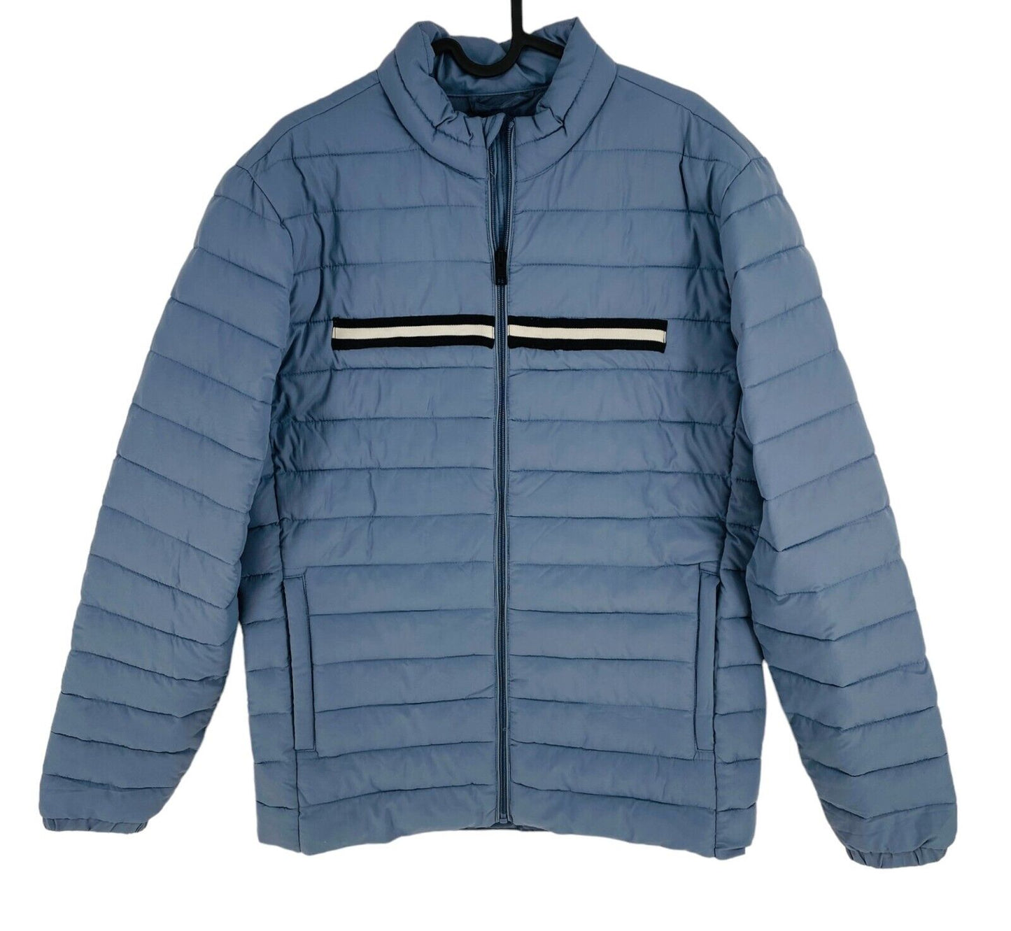 JACK&amp;JONES Hommes Bleu Recycler Puffer Collar Manteau matelassé Veste Taille M