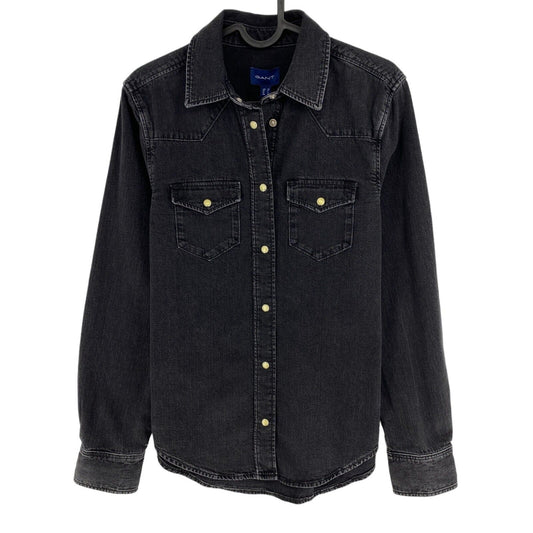 GANT Chemise coupe régulière en denim noir Taille EU 36 UK 8 US 6