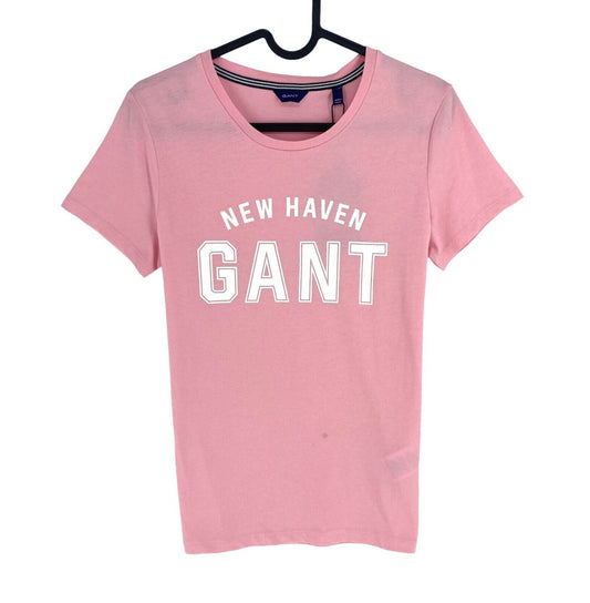 GANT Women Pink Logo Crew Neck Short Sleeves T Shirt Size XS