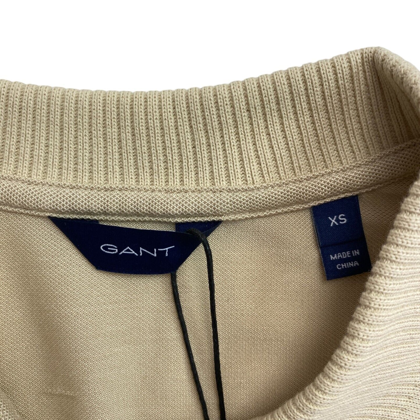 GANT Beige Detail Collar Pique Polo Shirt Size XS