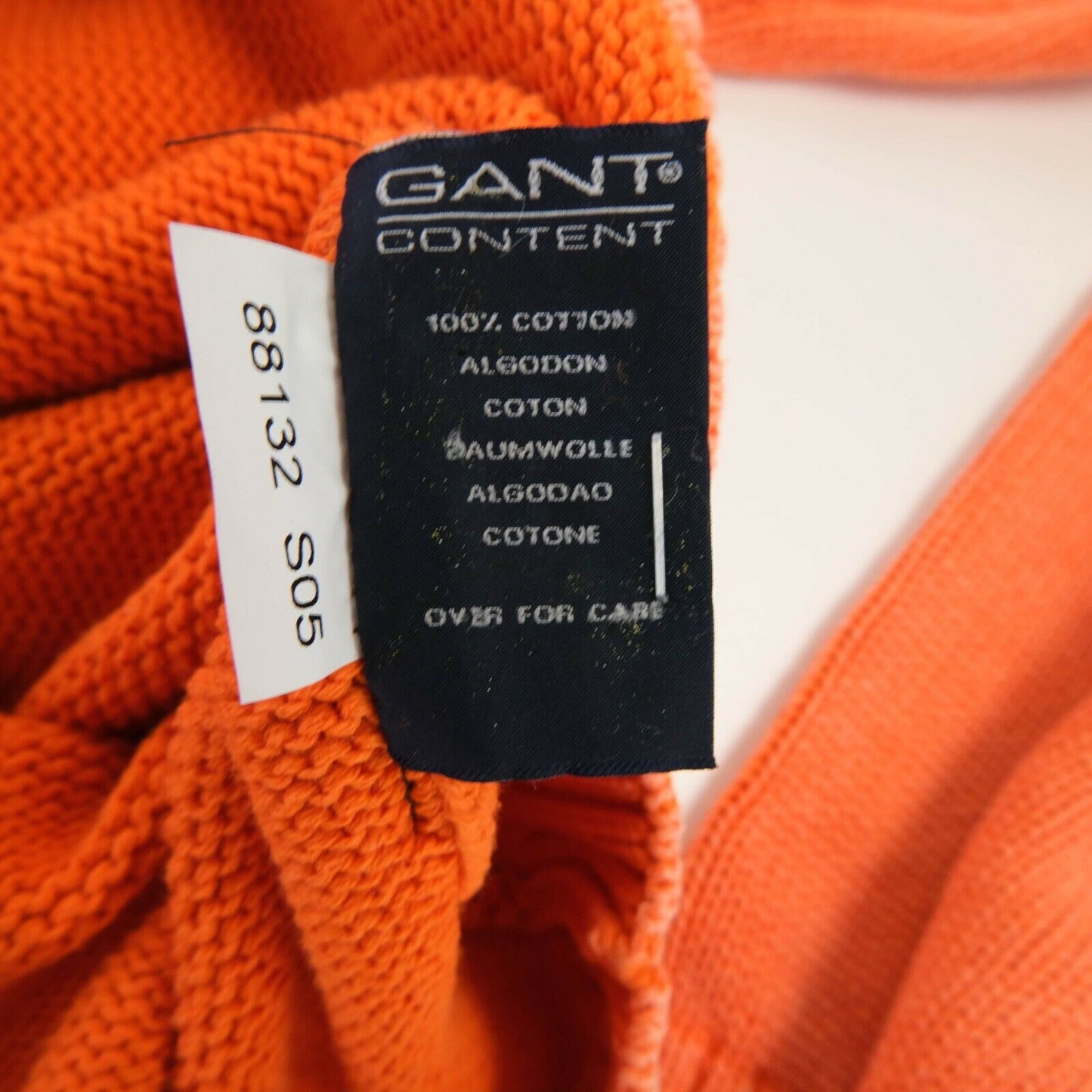 GANT Orange Cotton V Neck Sweater Pullover Jumper Size L