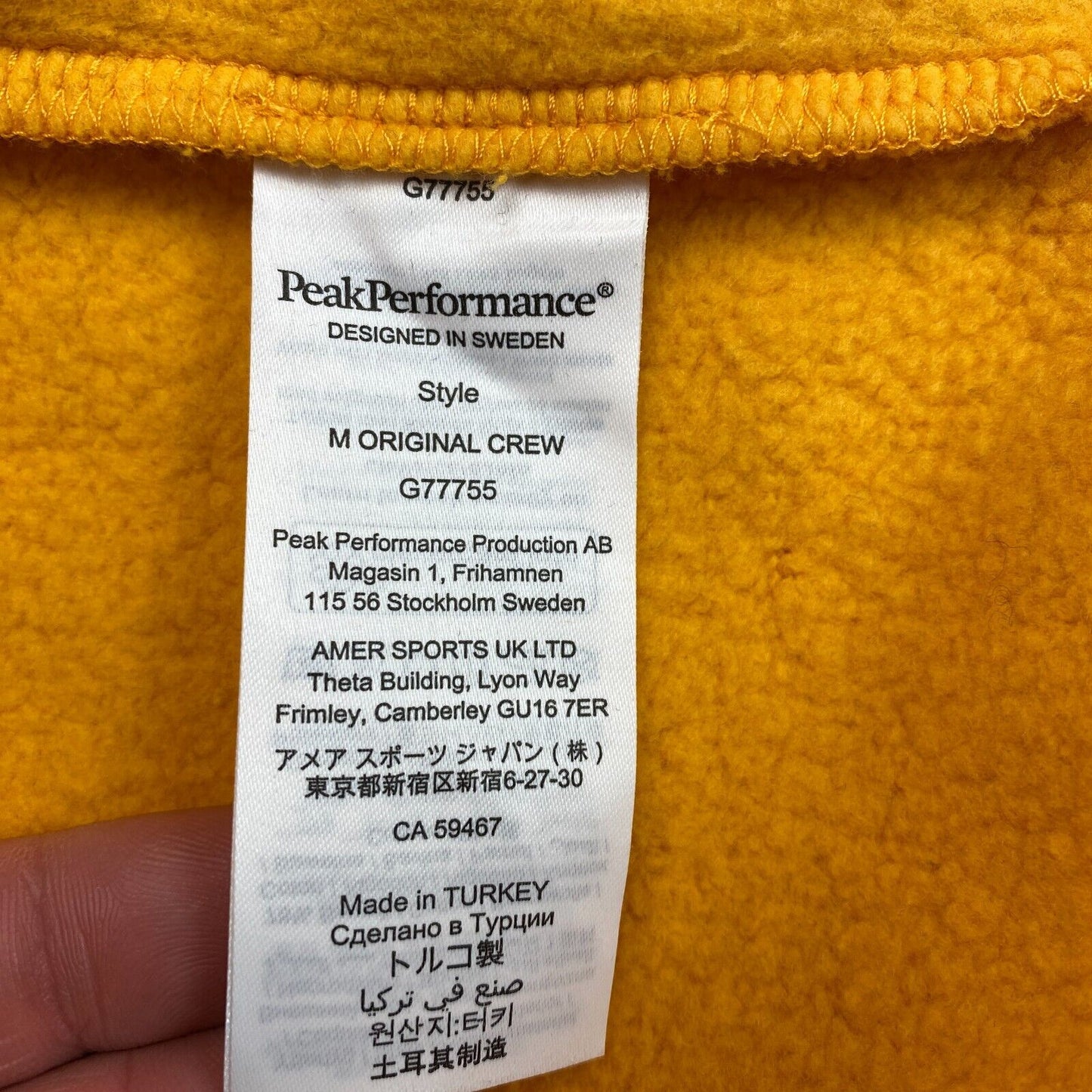 Peak Performance Yellow Original Crew Neck Sweater Jumper Size L