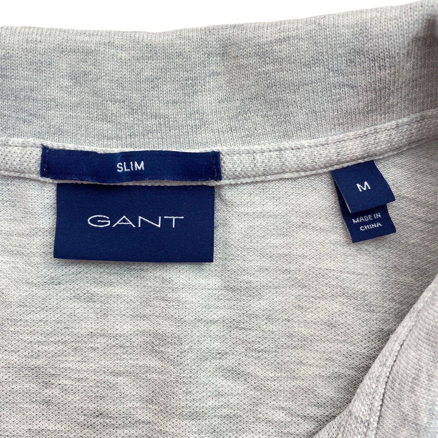 GANT Light Grey Original Pique Rugger Slim Polo Neck T Shirt Size M