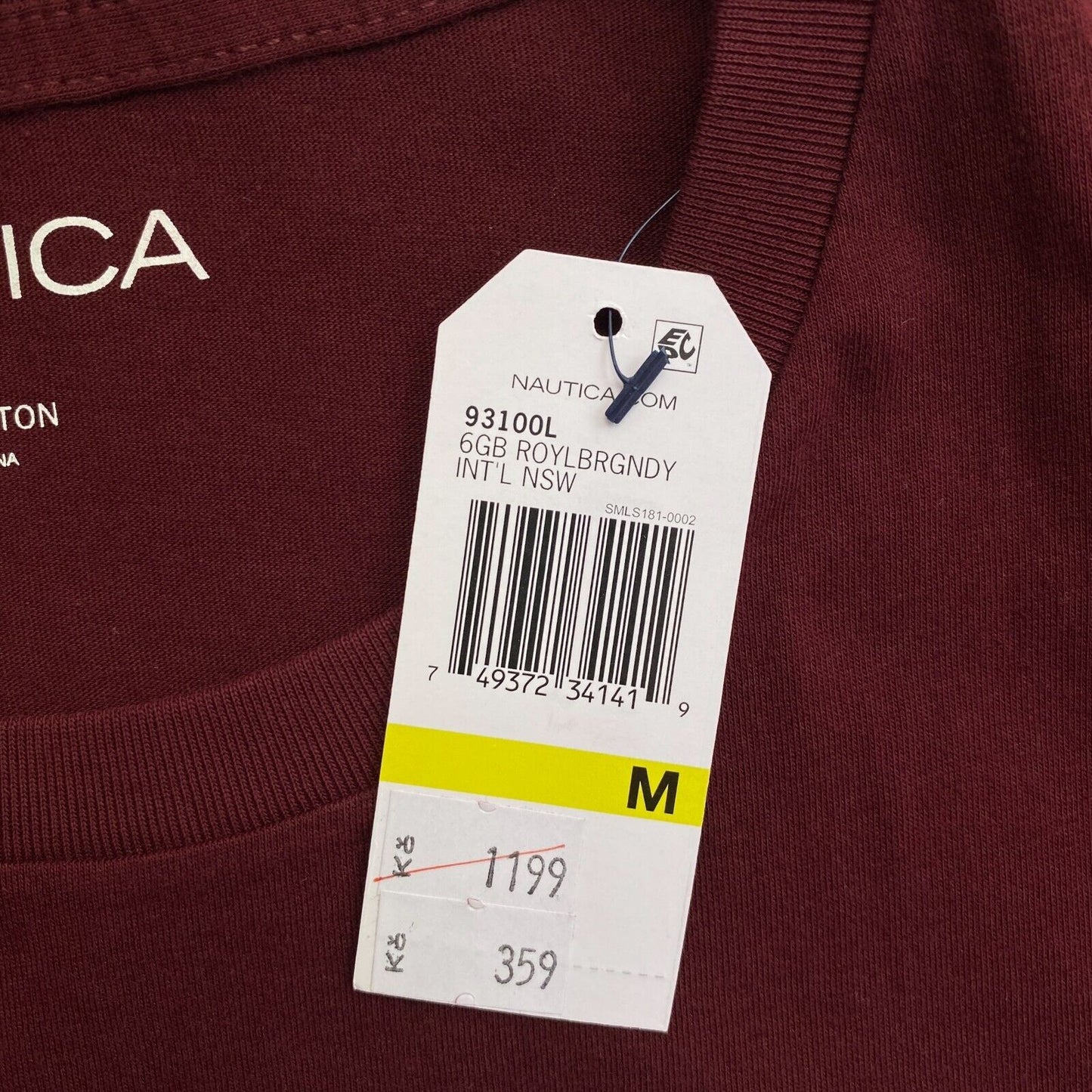 NAUTICA T-shirt à col rond imprimé graphique rouge foncé taille M