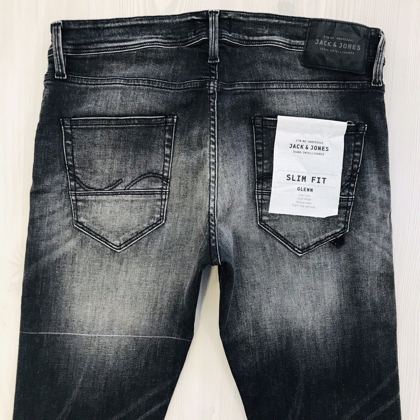 Jack &amp; Jones Herren Jeans GLENN Slim Fit Low Rise Grau Größe W31 L34