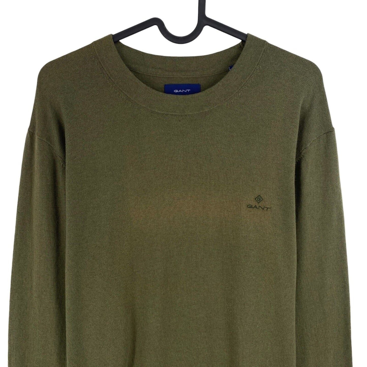 GANT Men Dark Green Cotton Cashmere Crew Neck Sweater Jumper Size XL