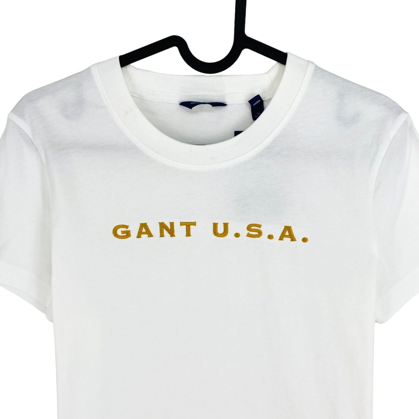 GANT Women White Logo Crew Neck Short Sleeve T Shirt Size S