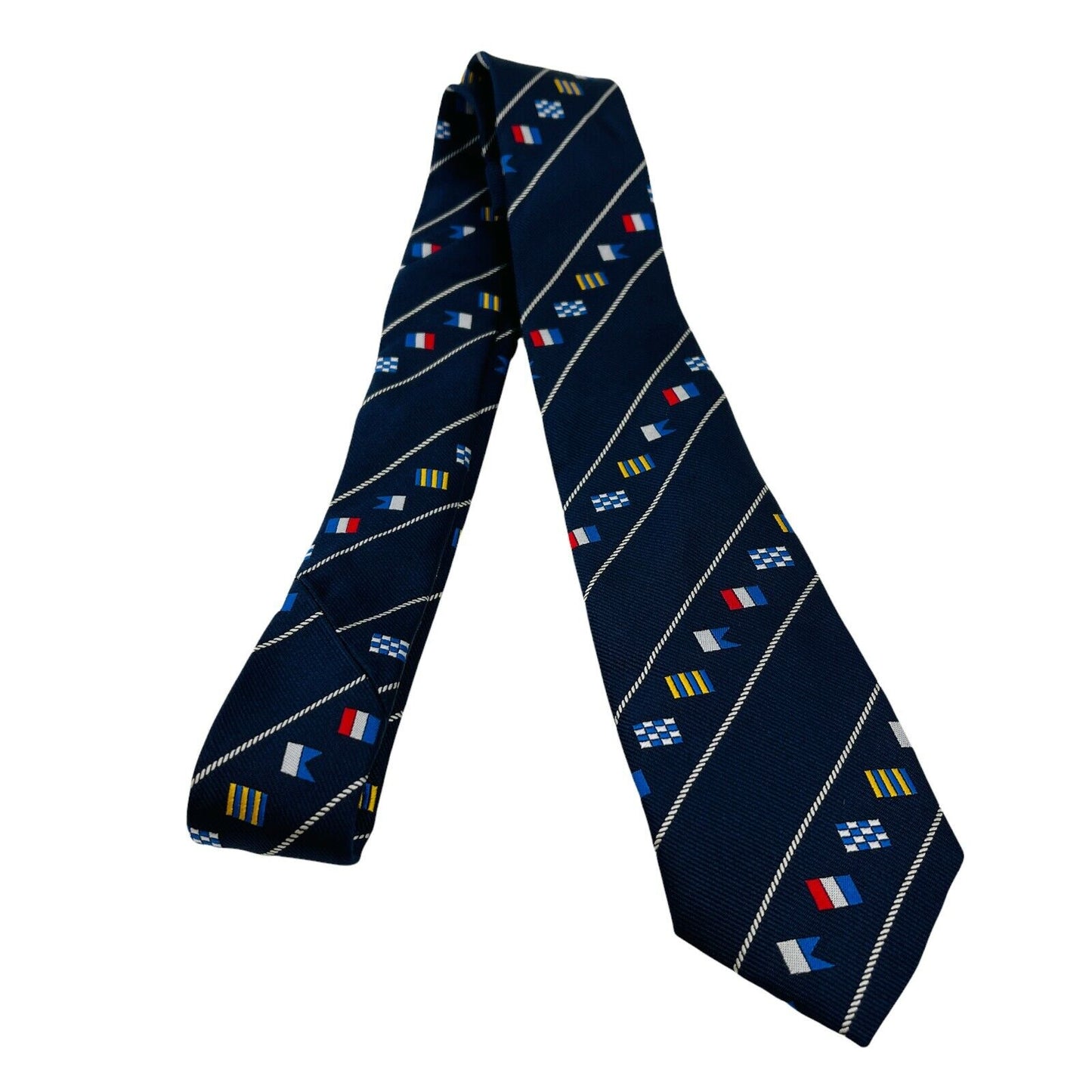 GANT Boys Kids Navy Blue with Flags 100% Silk Hand Made Tie