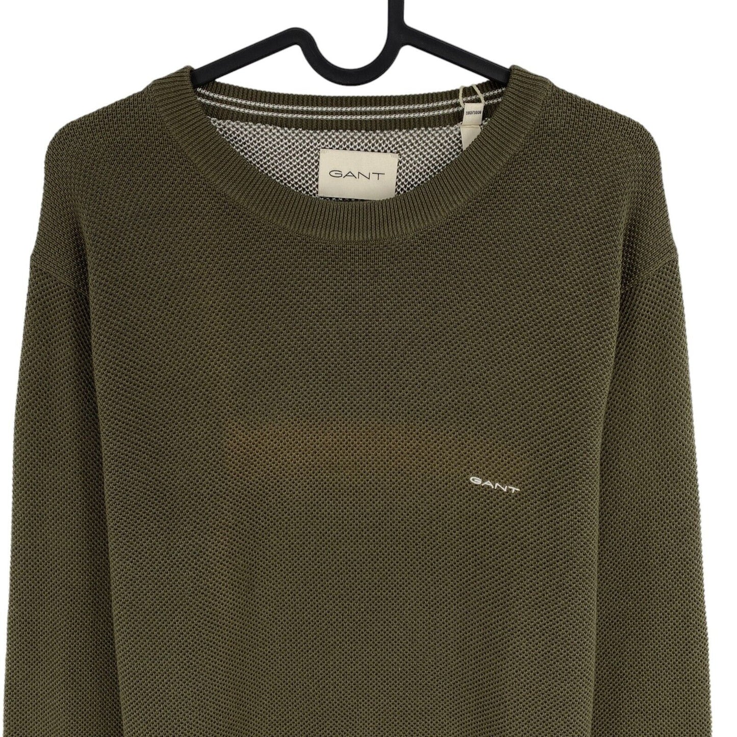 GANT Dark Green Cotton Pique Crew Neck Sweater Pullover Size M