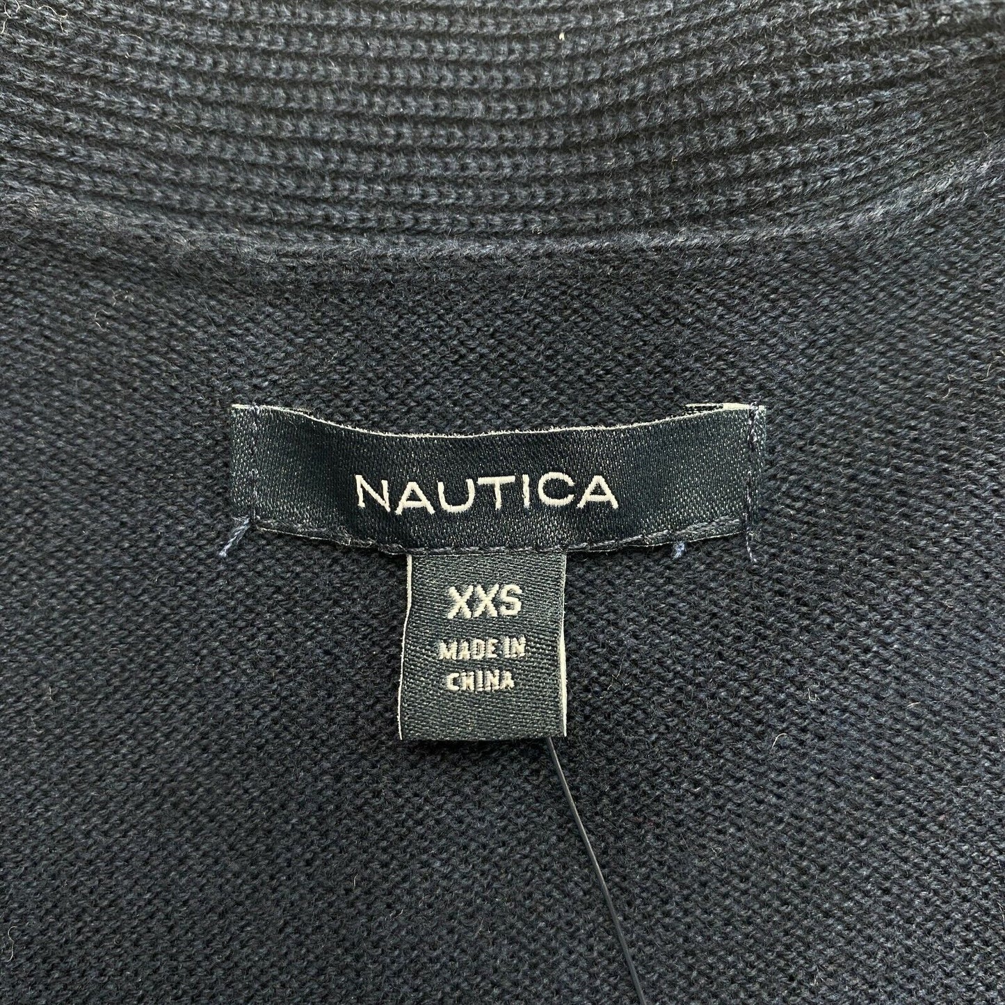 NAUTICA Bleu Marine Col en V Coton Laine Mélange Cardigan Pull Taille 2XS