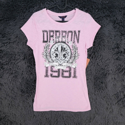 DEREON Pink Crew Neck Top T Shirt Size M