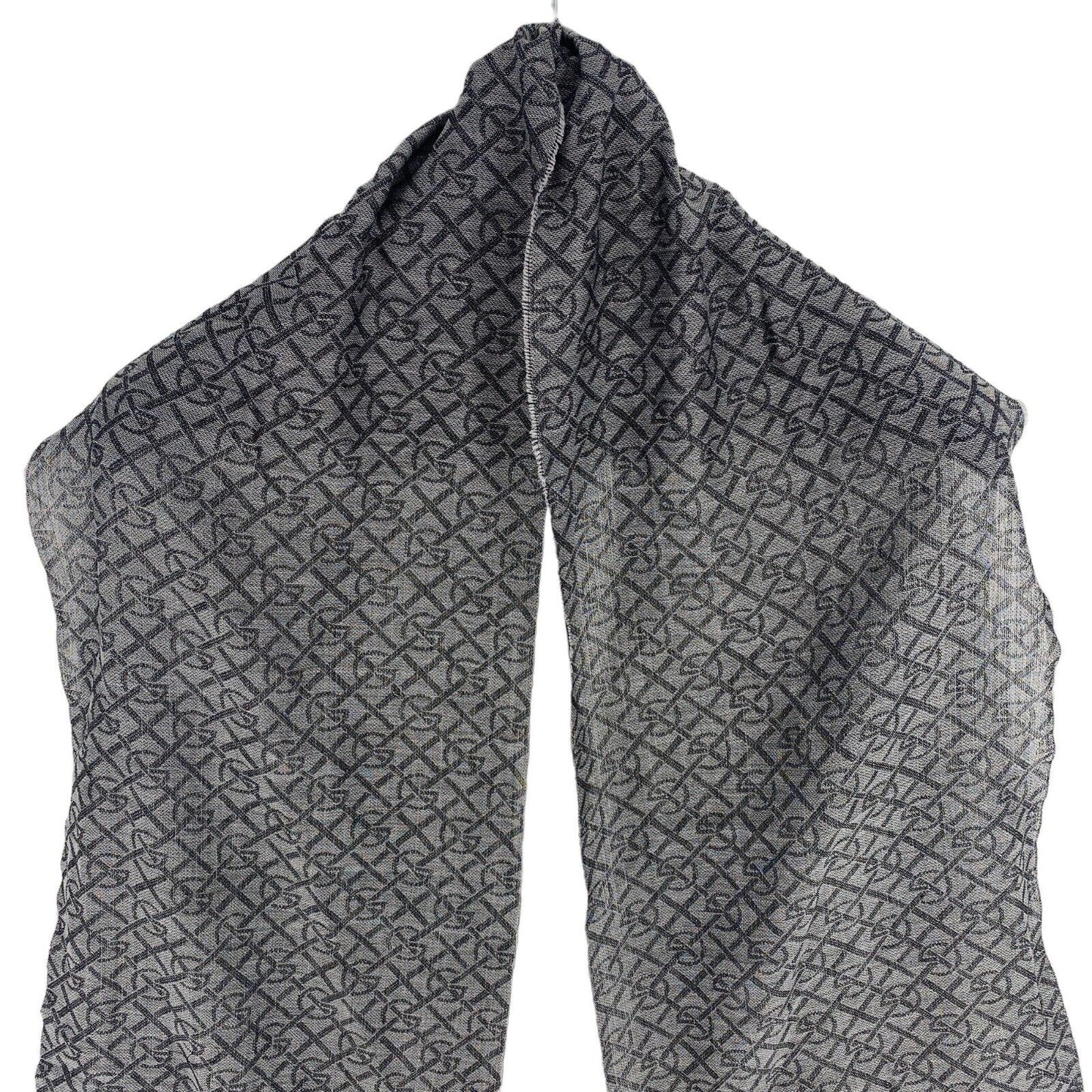 GANT Women Dark Grey Wool Graphic Scarf Shawl One Size