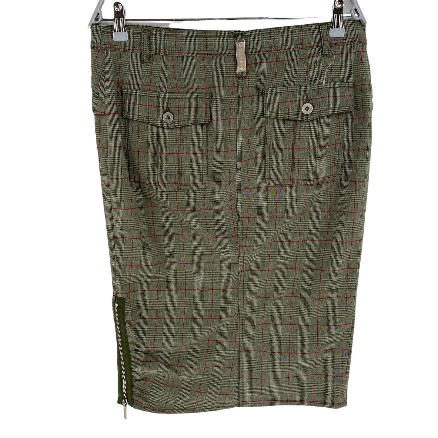 RPR €193 Byblos Blu Check Green Regular Fit Pencil Skirt Size EU 42 UK 14 US 10